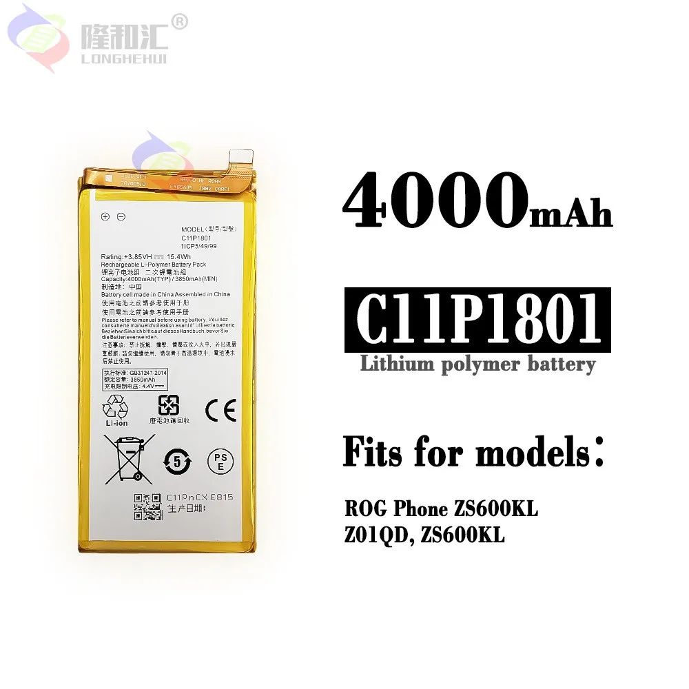 

Original Battery 4000mAh Battery For C11P1801 ASUS ROG 1 ROG1 ZS600KL Z01QD ZS600 KL Game Phone Batteries