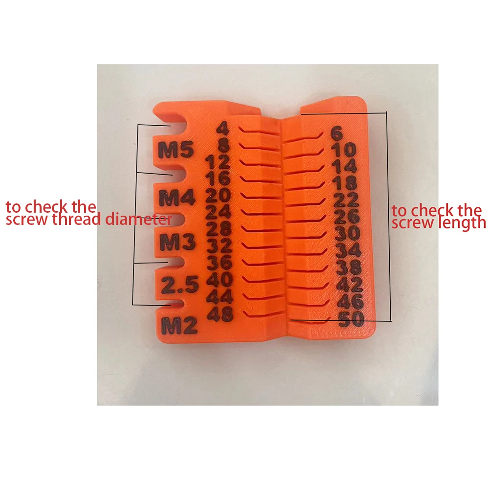 1pc Metric M2-M5 Length to 50mm Bolts Nuts Screws Size Easy to Read Multi-functional Measuring Tool petg 3D Printed stainless steel screws screw bolt nut set screw washer nut kit hexagon socket head cap screw