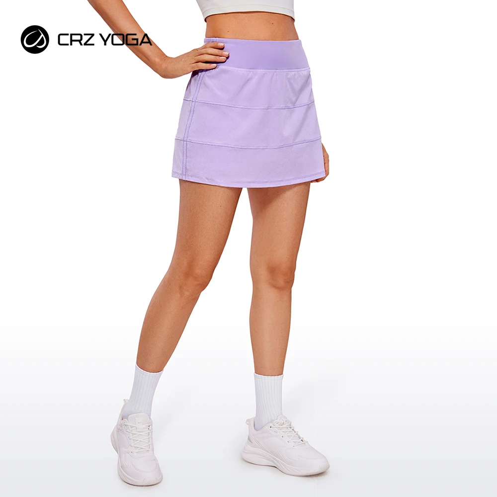 

CRZ YOGA Womens High waisted Tennis Skirts with 3 Pockets Golf Skirts A Line Lightweight Cute Athletic Casual Skorts