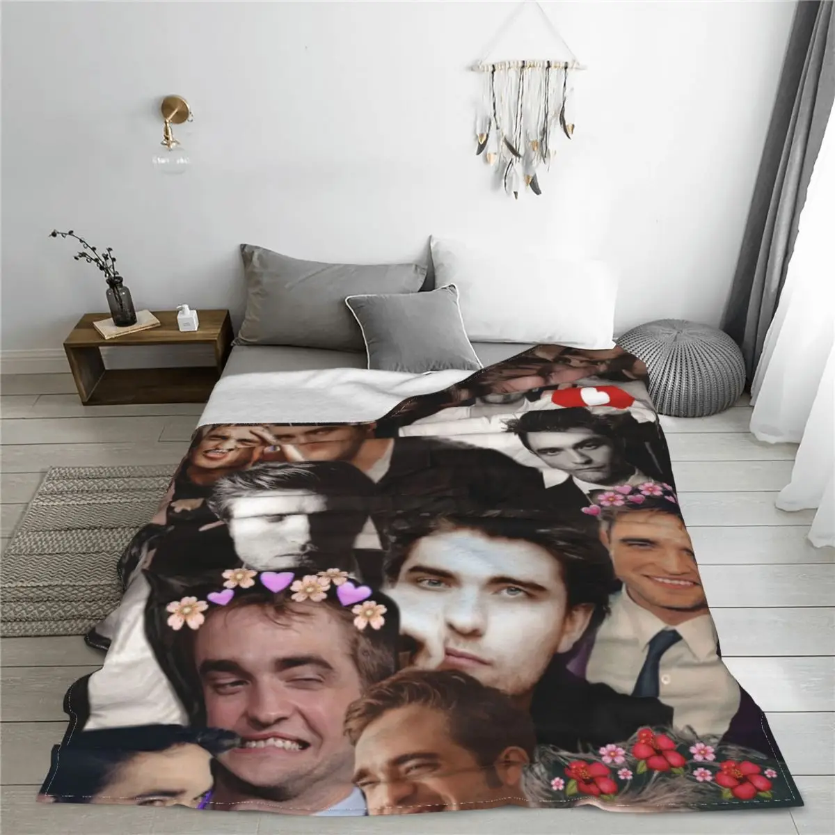 로버트 패틴슨 플란넬 담요 The Twilight Saga 영화 에드워드 던지기 담요 소파 침구 라운지 150x125cm 러그 조각