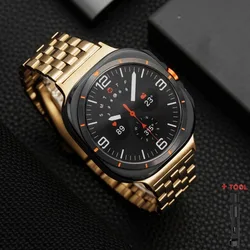 Premium Stainless Steel Quick - Fit Metal Bracelet for Smartwatches - 47mm Ultra No Gaps Design (Gold)