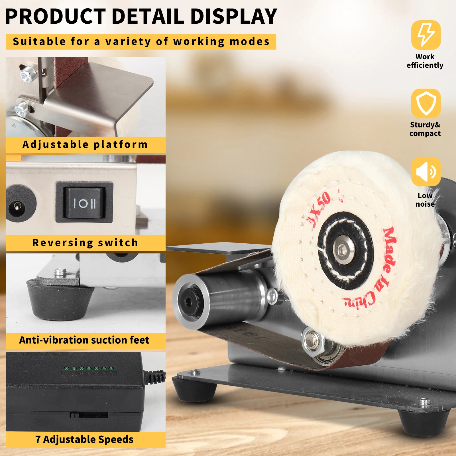 110/220V15&deg;Electric Belt Grinder Mini Polisher Multifunctional Belt Grinder For Metal Woodworking Knife Edge Sharpening Abrasive electric grinder belt sander