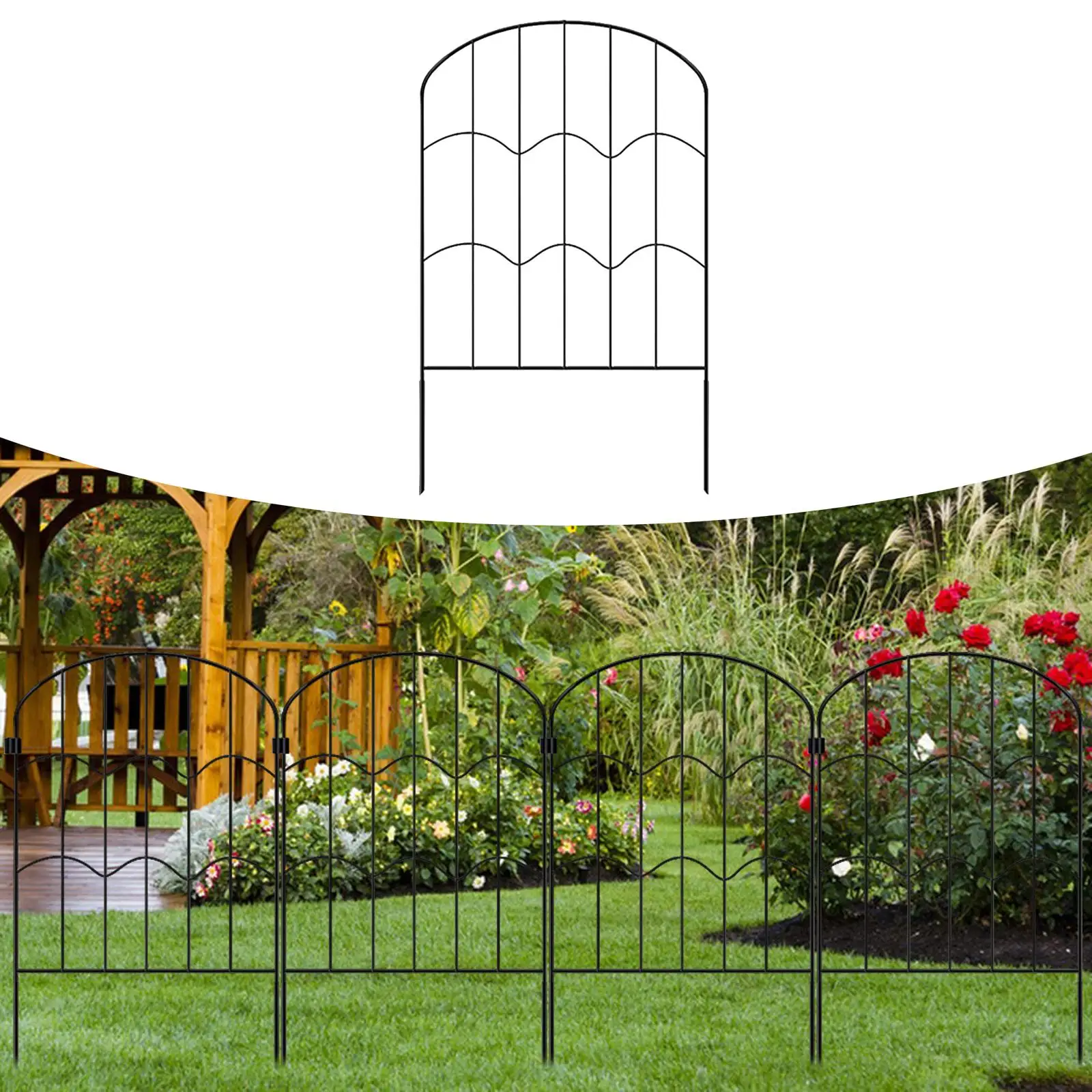 Garden Fence Panel Picket Landscape Tall Metal Border Edging Animal Barrier for Outdoor Privacy Backyard Restaurant Outside Garden Fence Panel Picket Landscape Tall Metal Border Edging Animal Barrier for Outdoor Privacy Backyard Restaurant Outside