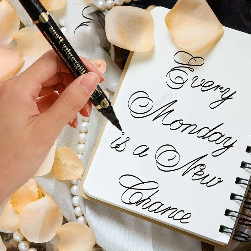 3/6PCS 듀얼 팁 펜 검은 서예 브러시 펜 레터링 펜 아트 마커 초보자를위한 흰색 펜 스케치 쓰기 아트 드로잉