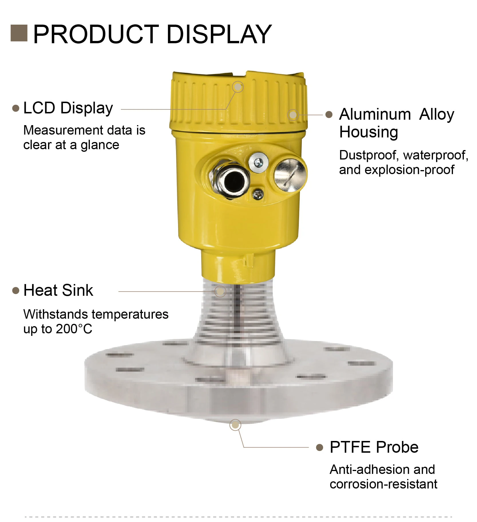 CRL-80 FMCW Radar Level Transmitter 80GHz Radar Level Sensor 35m Non Contact Liq