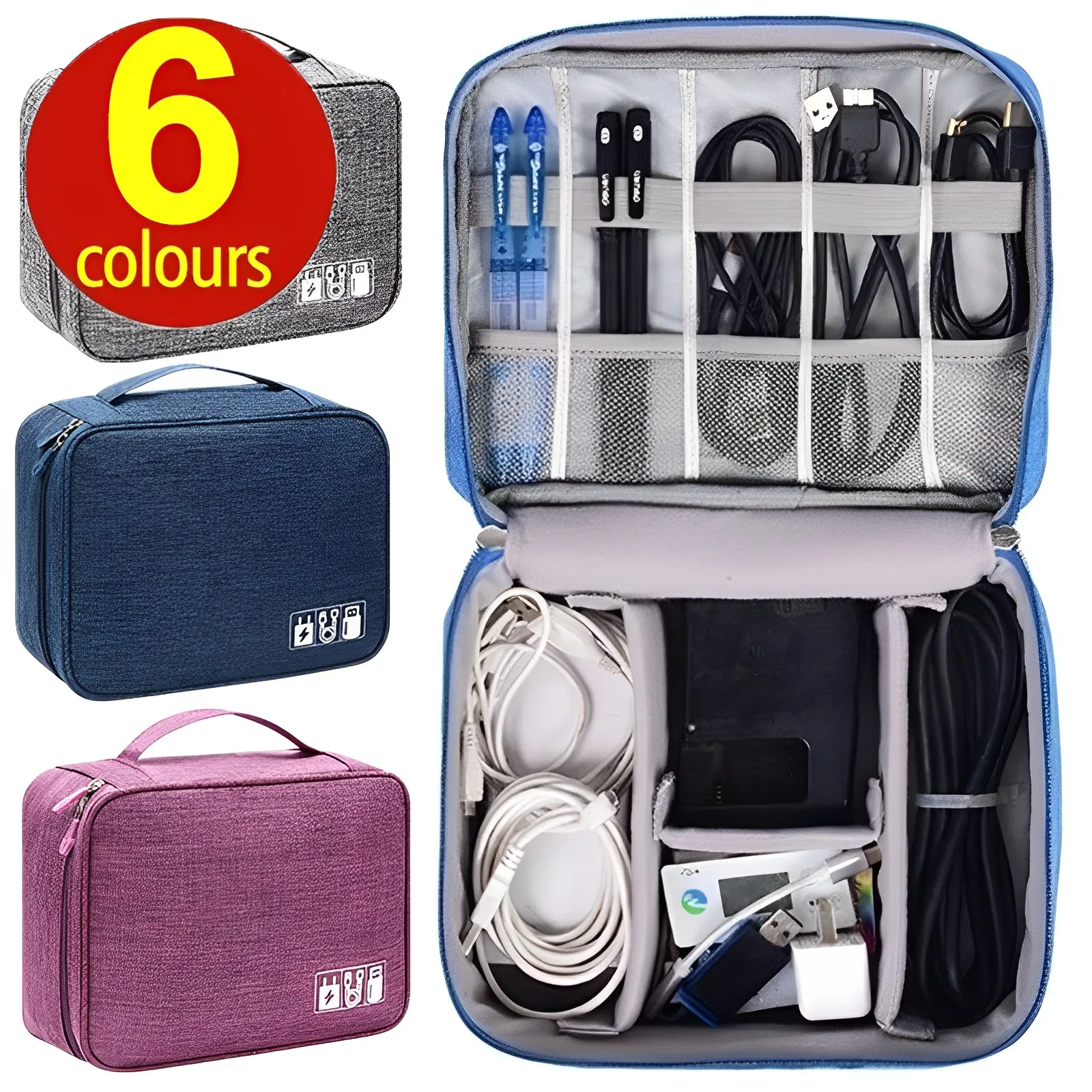 

Cable Storage Bag Waterproof Digital Electronic Organizer Portable USB Data Line Charger Plug Storage Bag Travel Cable Organizer