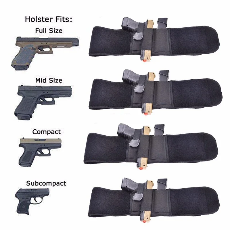 Nylon Right Hand Concealed Carry Belly Band Gun Holster for Hunting
