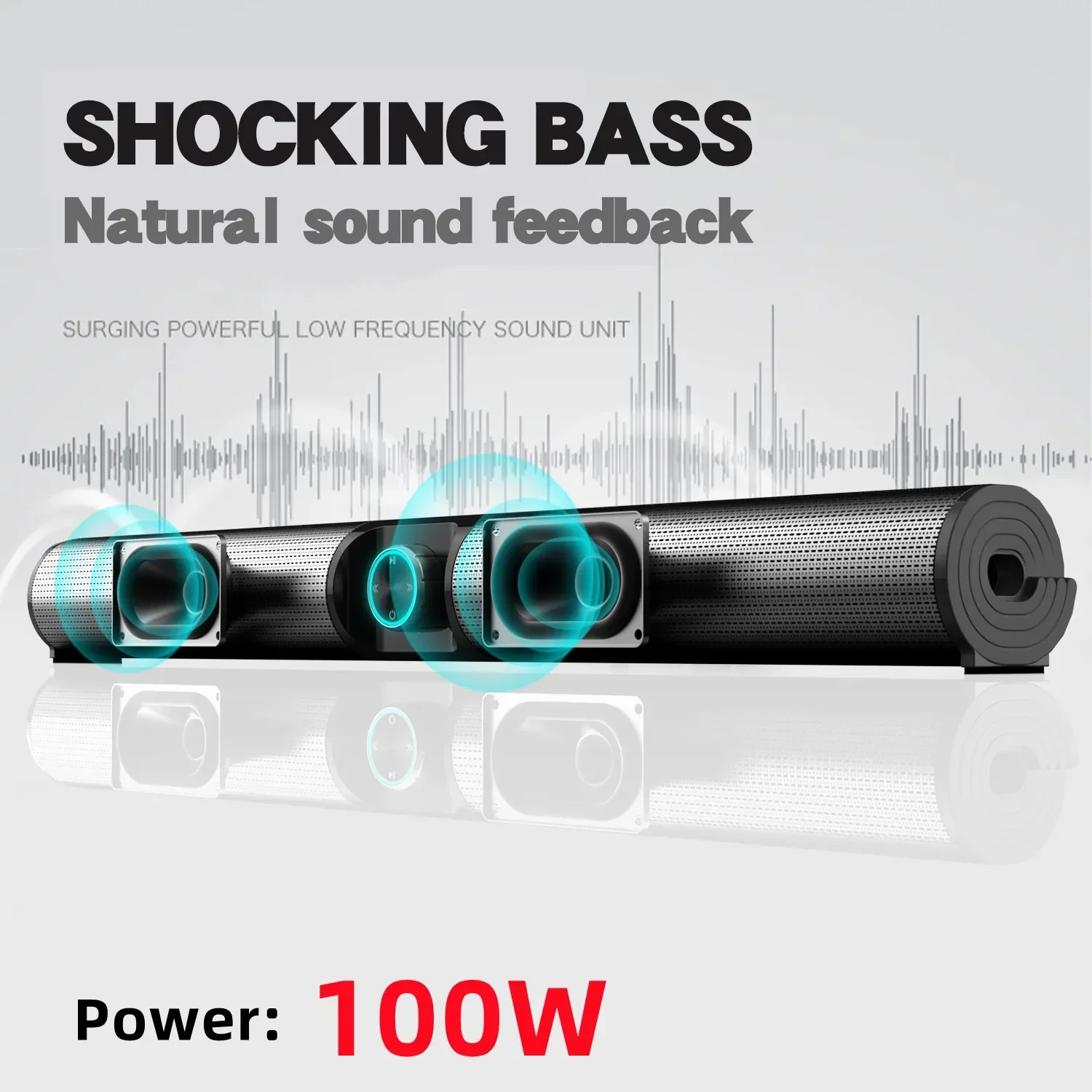 

BS-55 100W Wireless Computer Bluetooth Speakers Outdoor Portable HomeTheater Surround FM Radio TV Soundbar Supports USB Coaxial