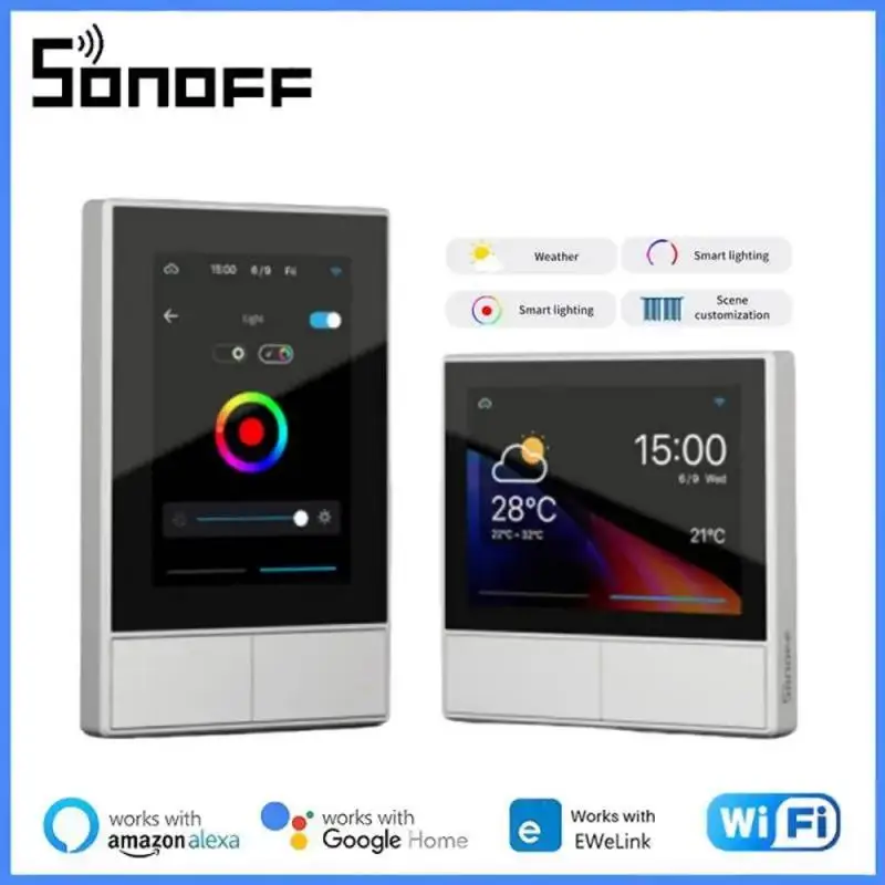 Sonoff Ns Panel White Smart Scene Wall Switch Eu/ Us Wifi Smart Termostato Display Switch Control Funziona Con Alexa Google Home