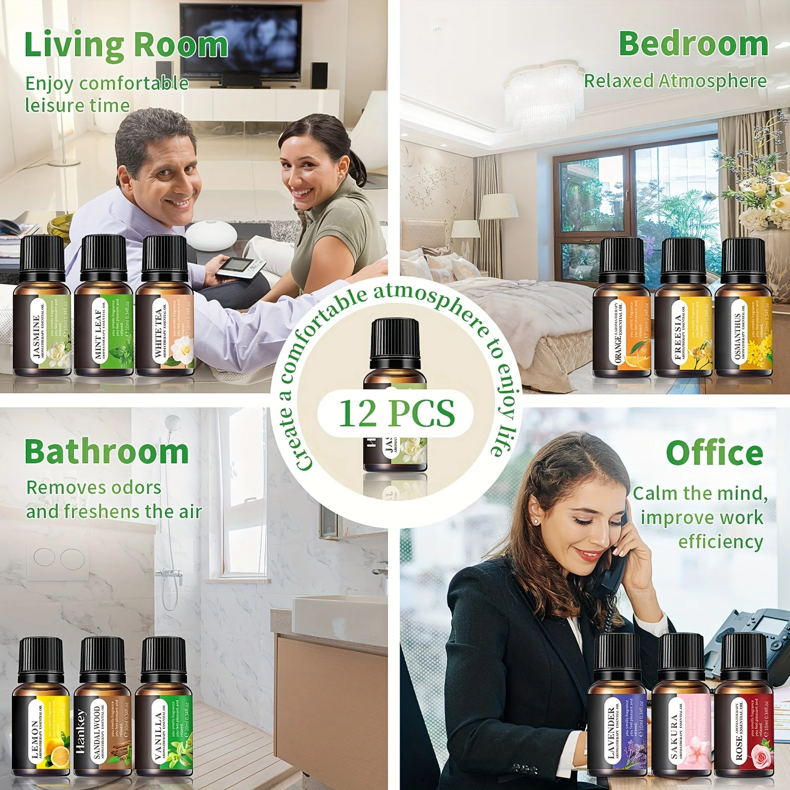 Essential Oil Sets Bottle Sets Home Care Fragrance Humidifier Aromatherapy Essential Oil Set Gifts essential oil set 12PCS