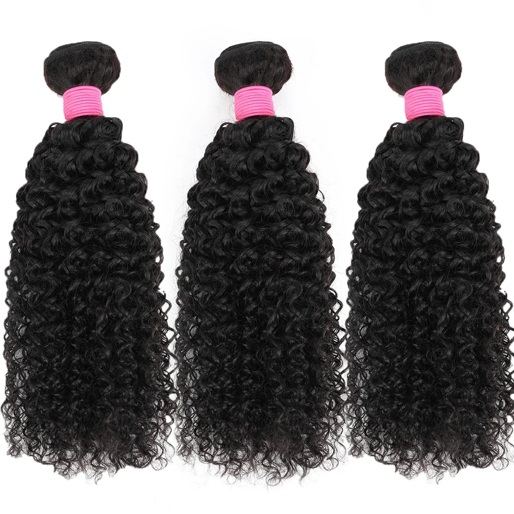 Mongolian Curl Hair Bundles Brazilian Human Hair Weave Bundles Deal Nature Color Pixie Curl Humain Extensions