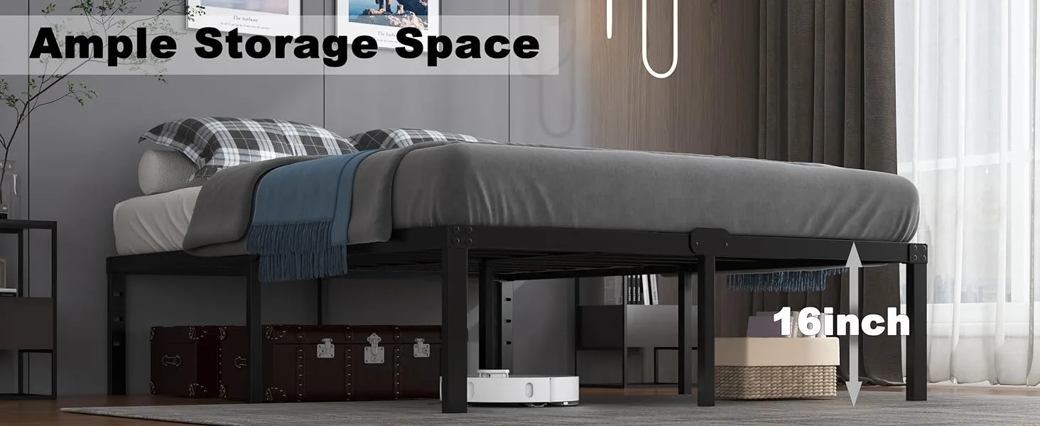 AROMUSTIME 16 Inch Metal Platform Bed Frame