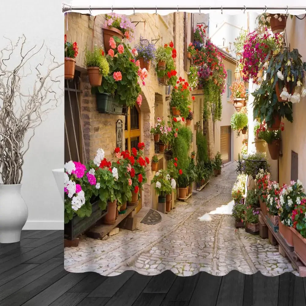 

3D Красочные шторы для душа с уличным узором