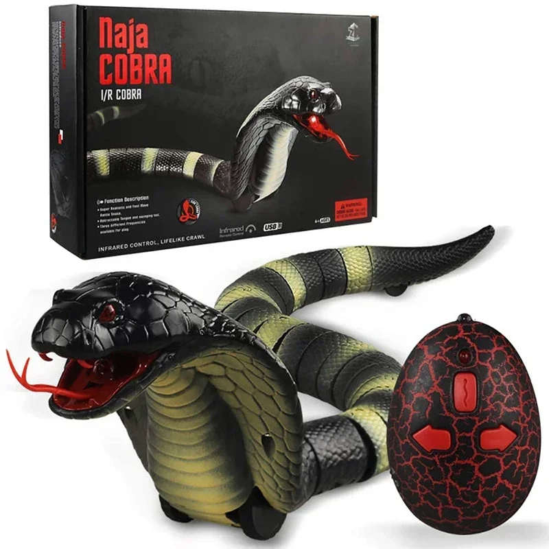 RC Snake Realistic Snake Toys Infrared Receiver Electric Simulated Animal Cobra Viper Toy Joke Trick Mischief For Kids Halloween 2