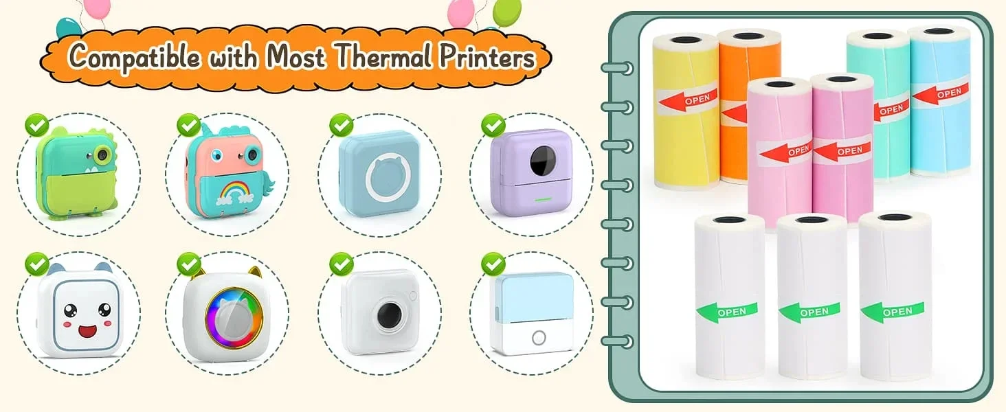 Mini Printer Sticker Paper - Thermal Self-Adhesive Rolls for T02M02 25x57mm Paperang