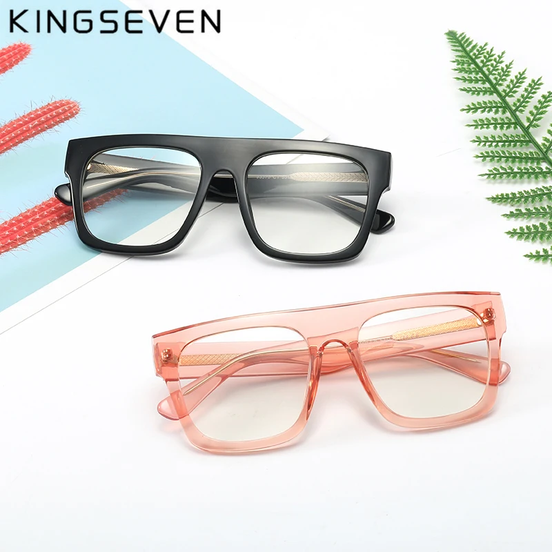 

KINGSEVEN Anti Light Glasses Square Prescription Eyeglasses Clear Lens Computer Glasses Women/Men