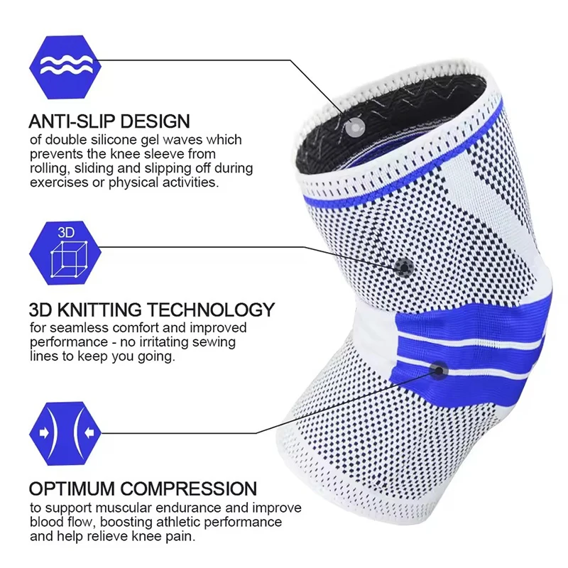 Knee Brace Silicone Sleeve Knee Pads Arthritis Knee Wraps Protector For Joints Support Meniscus Compression Protection Sport