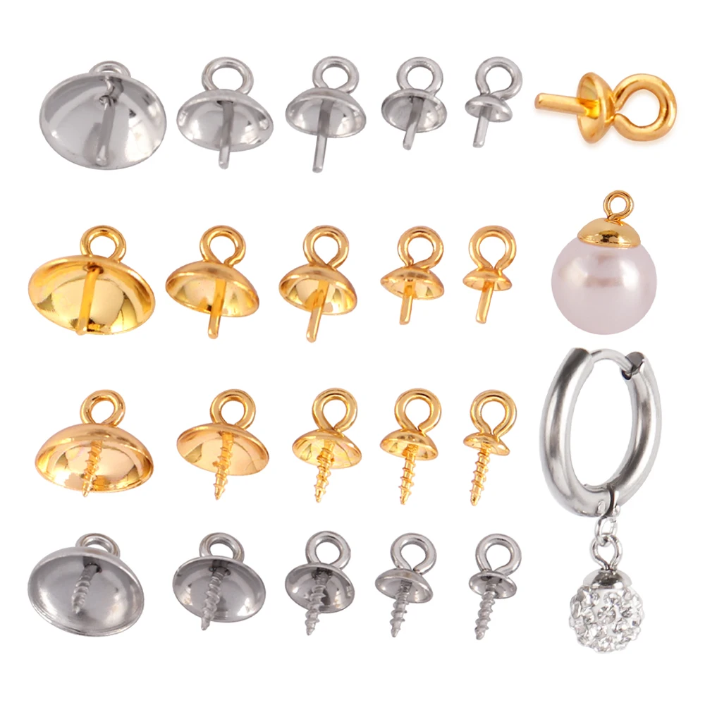 30pcslotStainlessSteelScrewEyePinsBailTopDrilledBeadsEnd