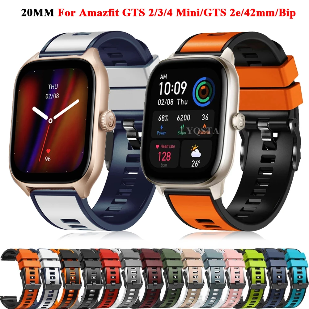 

Ремешок силиконовый 20 мм для смарт-часов Huami Amazfit GTS 4/3/2/Mini, спортивный Браслет Для Xiaomi Amazfit Bip Pro/GTS2e/42 мм