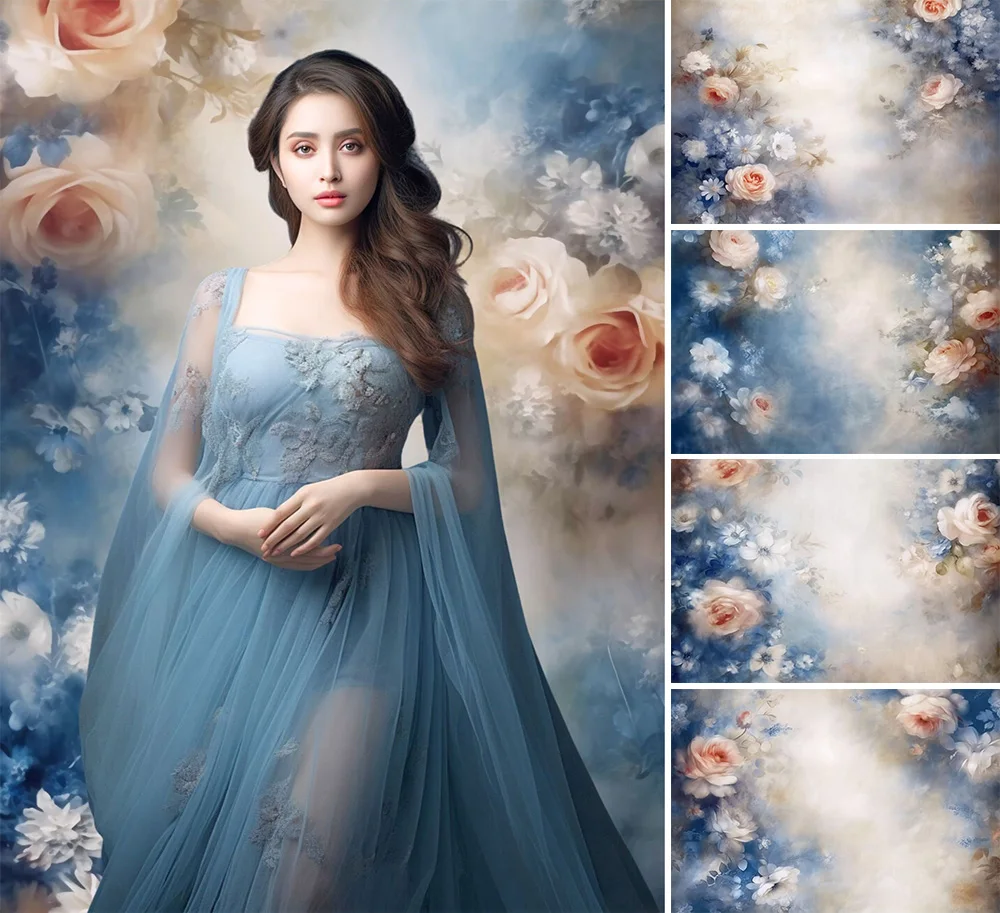 

Фон для фотосъемки Mehofond мечтательная картина маслом синий цветочный взрослый свадебный фон для беременных искусство портрет Фотостудия