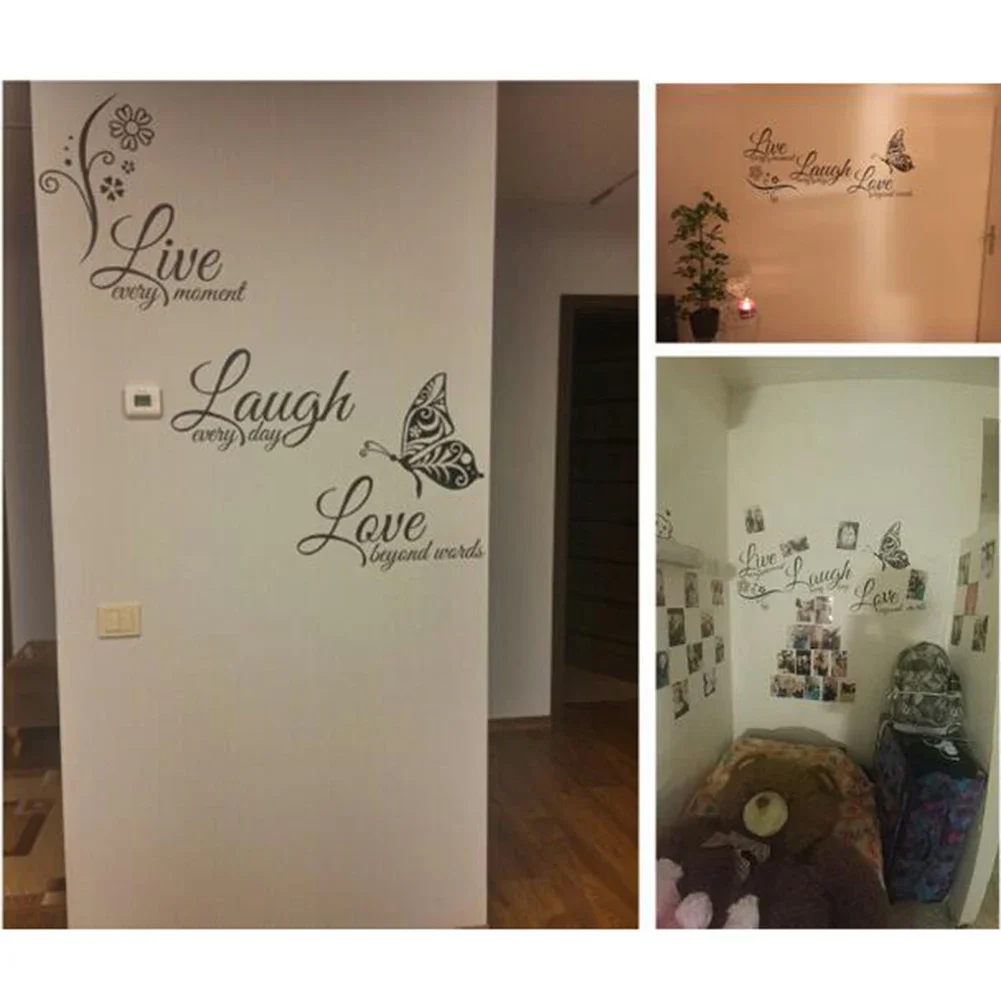 Art Wall sticker Butterfly Decal Decor Live Laugh Love Living Room Quotes Hot Sale Practical Reliable Brand New