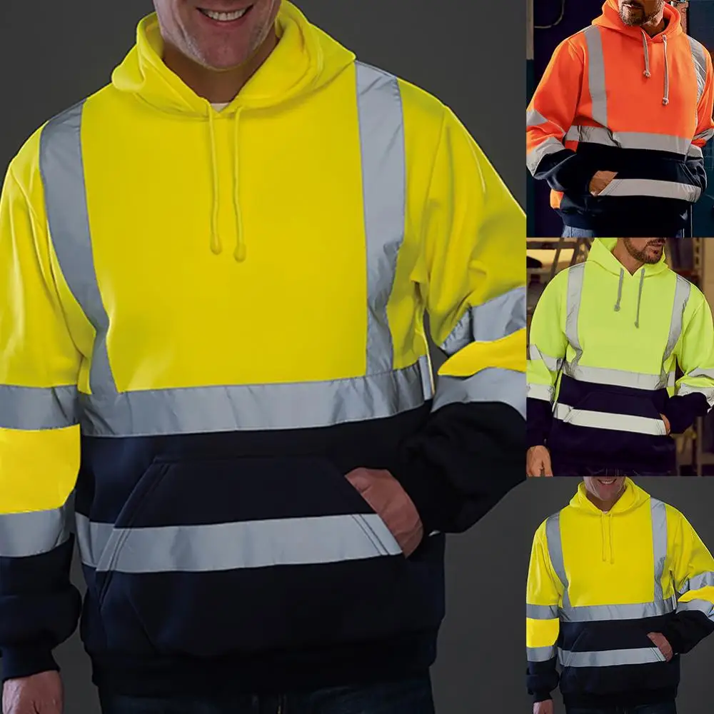 Sudadera Alta Visibilidad Janisramone® Sudadera Con Capucha De Alta Visibilidad Para Hombre Sudadera Reflectante Trabajo Hombre