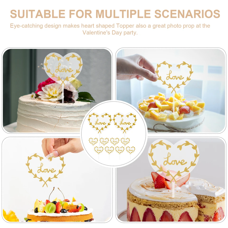 Toppers Per Cupcake A Forma Di Cuore Al Neon, Cuori Che Si - Foto 6