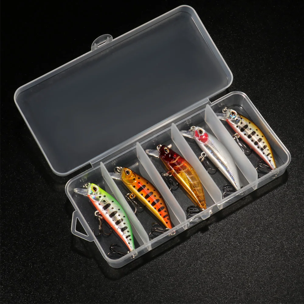 Kit 5 leurres minnow coulants pour truite et bar - Appâts artificiels crankbait et jerkbait flottants