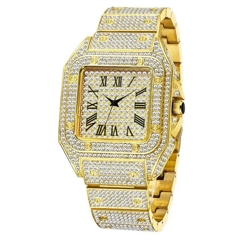 Watch Luxury Golden Rose Gold Silver Hip Hop Mens Diamond Stylish