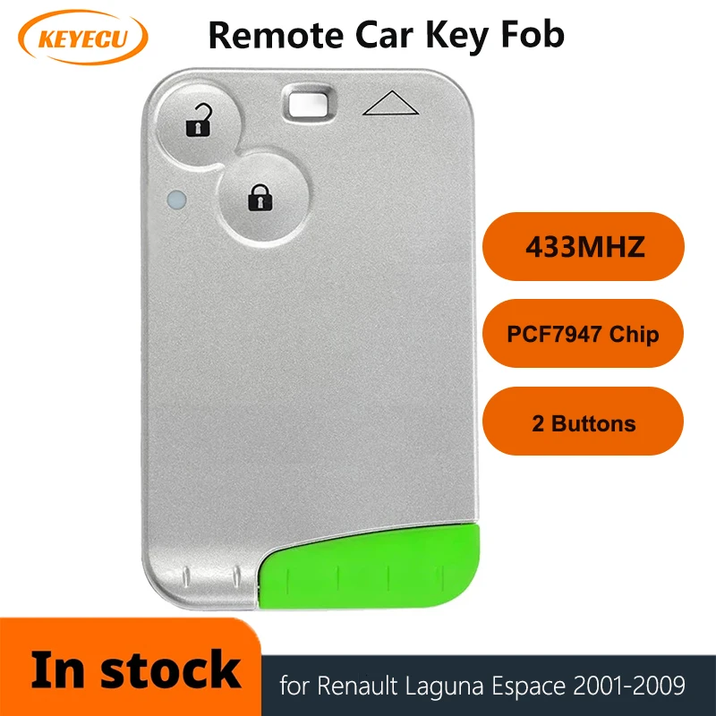

KEYECU 1/ 3/ 10 шт. 2 кнопки дистанционный ключ PCF7947 чип 433 МГц для Renault Laguna Espace 2001-2006 смарт-карта дистанционный брелок Стайлинг автомобиля