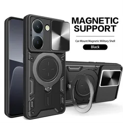 Shockproof Protective Phone Case with Stand and Lens Protection for VIVO Y27 5G (Black)