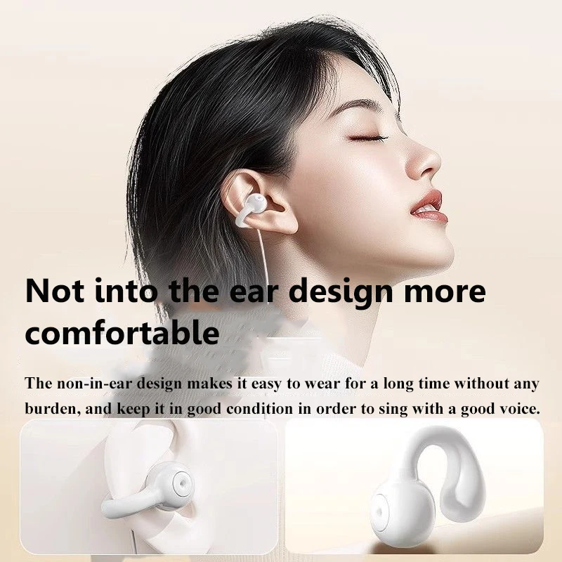 Wired Open Ear Headphones Earclip Air Conduction Music Earbuds Gaming Headset Earphones with Lavalier Microphone 3.5mm/Type-C