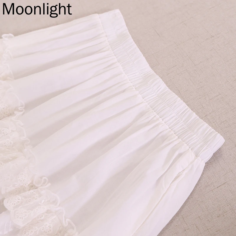 Vintage Plaid Mesh Skirt Japanese Sweet Mori Girl Elastic Waist Skirts Elegant Ruffles Lace Long Cotton And Linen Female Faldas