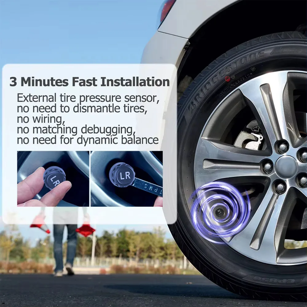 Sensores de Alarma de Seguridad para Automóviles, TPMS para Automóviles, Sistema de Alarma de Presión de Neumáticos Digi