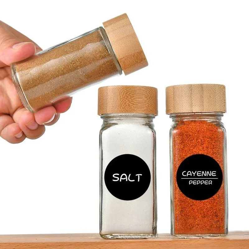 6Pcs Square/Round Seasoning Jar Sealed Glass Jars Outdoor Camping Barbecue Seasoning Bottles Pepper Bottle Kithchen Accessories 2
