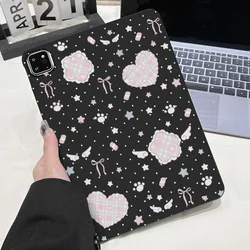Matte Painted Rectangular Shell with Sweet Strawberry Cat Design - iPad Air 13 2024 (OO87)