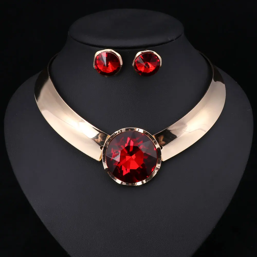 6Color Women Jewelry Sets Trendy Necklace Earrings Statement Necklace For Party Wedding Fashion Direct Selling Bridal Jewelry Sets Crystal Jewelry Sets