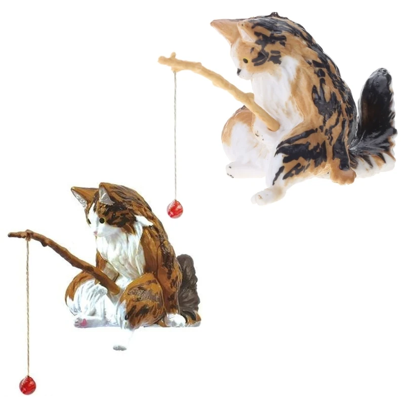 

Fish Landscaping Fishing Cat Ornaments Mini Resin Figurine Cartoon Statue