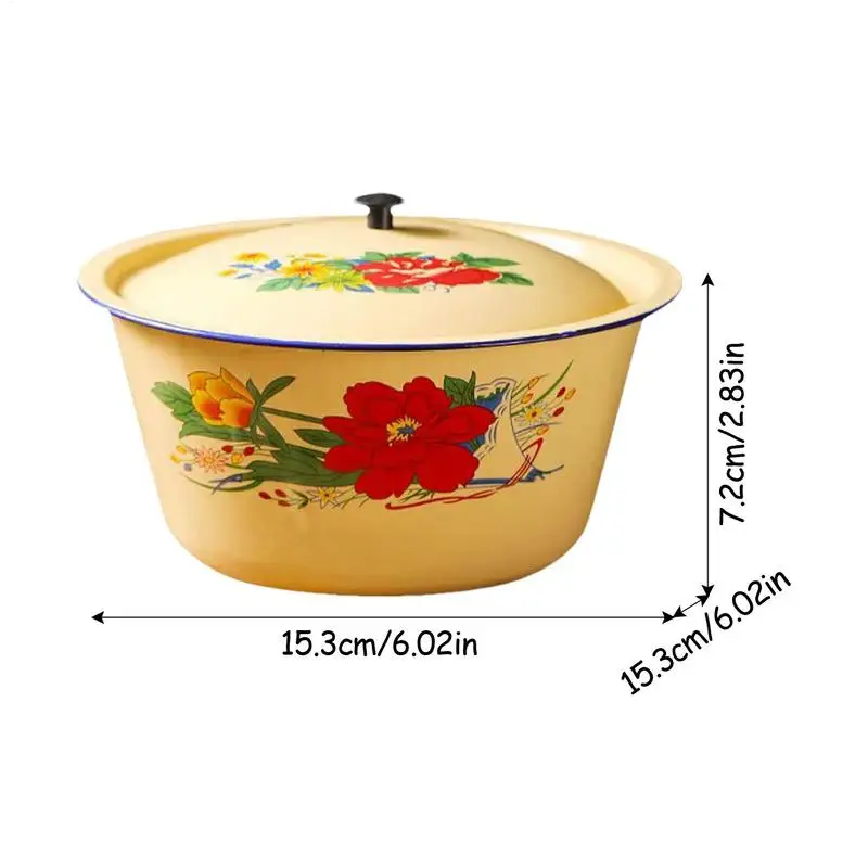 Retro Enamel Mixing Bowl with Lid – Vintage Enamelware for Soup, Rice, Vegetables & Storage 6