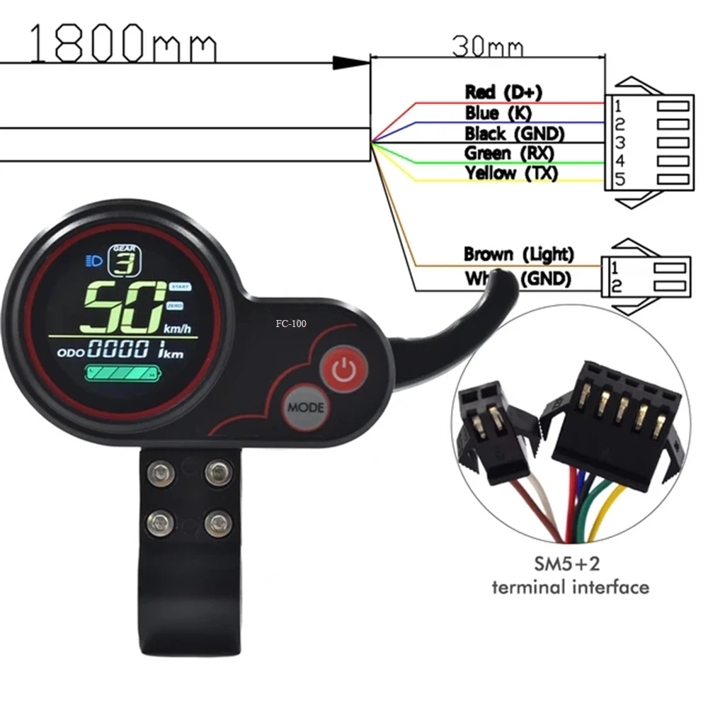 FC-100rReplace LH-100 5pin 6pin männliche Fahrrad Display Daumen Gas 2 in 1 Armaturen brett Bedienfeld für E-Sooter Teil