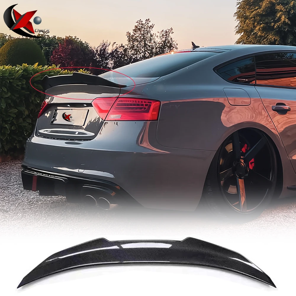 Auto Spoiler Per Audi A5 B8 B8.5 8TA 8T3 2 Porte Sportback PSM Stile Reale Materiale In Fibra di Carbonio Spoiler Posteriore Tronco Ala 2009-2016 - Image 4
