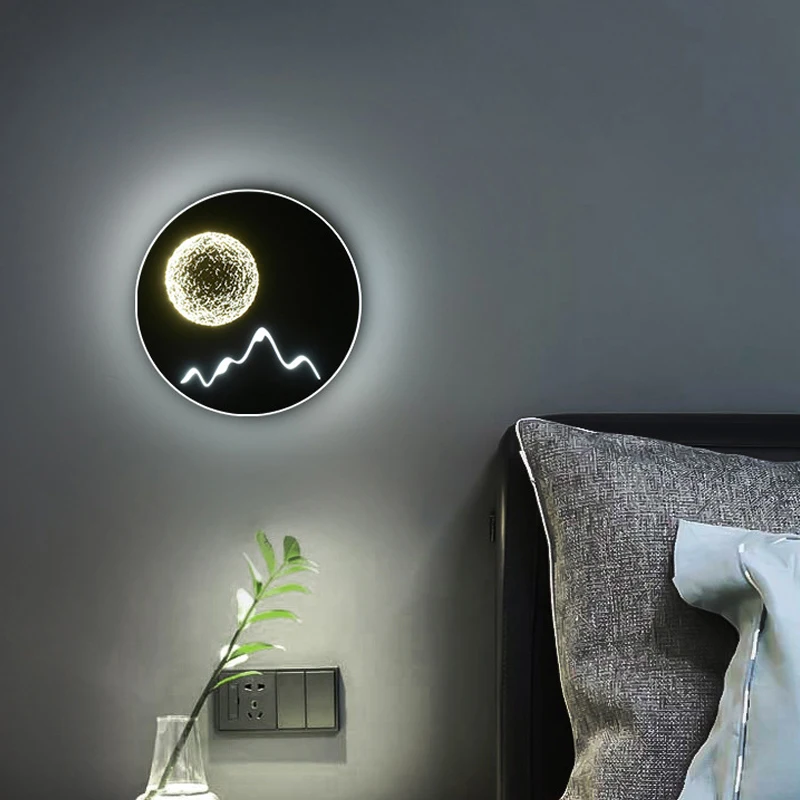 

Nordic Modern Simple LED Wall Lamp Moon Romantic Bedside Sconces Lighting For Home Indoor Bedroom Corridor Stair Decor Lustres