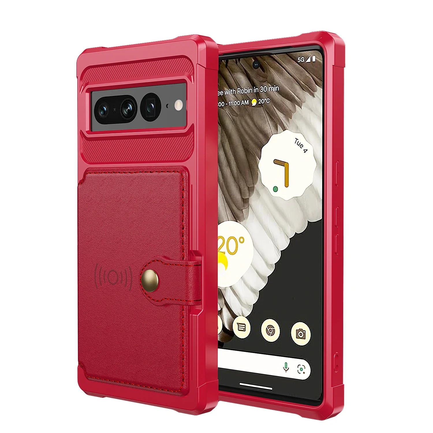 Leather Wallet Card Slot Magnetic Case - Protective Shockproof Stand Pocket with Car Mount-Friendly Design