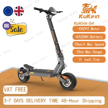 Monopattino Elettrico KuKirin G4 per Tutti i Terreni, Motore 2000W, Batteria 60V 20Ah, Pieghevole, Pneumatici Tubeless da 11 Pollici per Fuoristrada, E-Scooter per Adulti