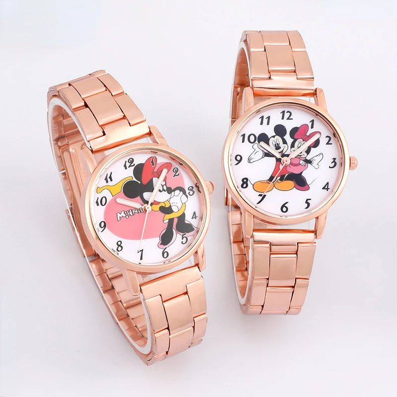 Mickey Minnie Cartoon Kids Watches Stainless Steel Quartz Watch for Kids Women Boy Girl Wrist Watch Children Clock Birthday Gift