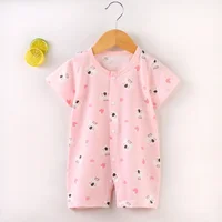 Newborn Baby Girl Cute Animal Short Sleeves Jumpsuit Thin Comfortable Cotton Bodysuit One Piece Boy Summer Outfits Clothing 3