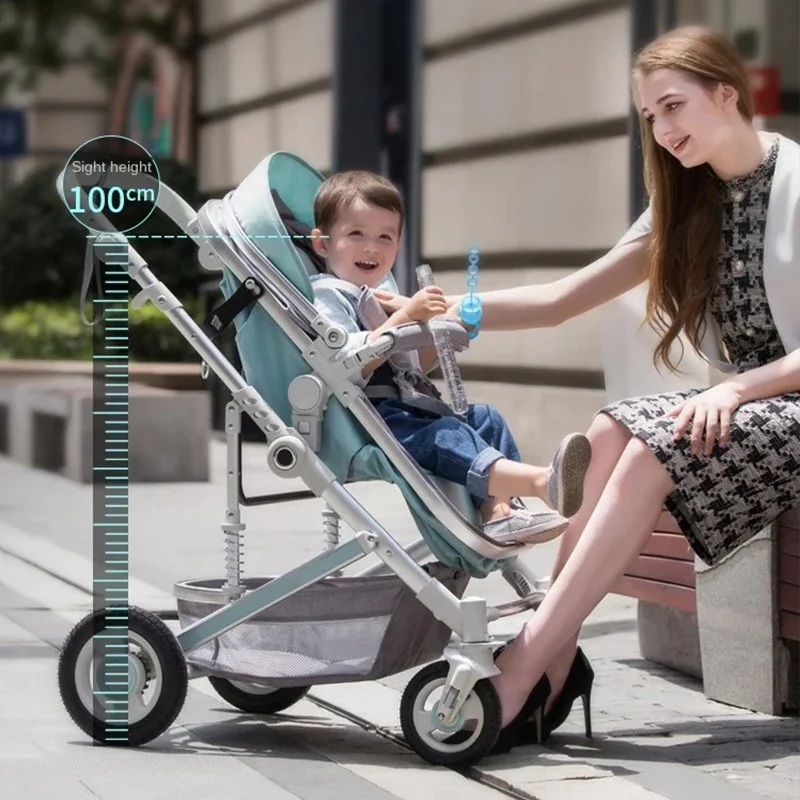 Lightweight Luxury Baby Stroller Portable High Landscape Aluminum Alloy One-Key Car Collection Outdoor Travel Four-Wheel Rubber