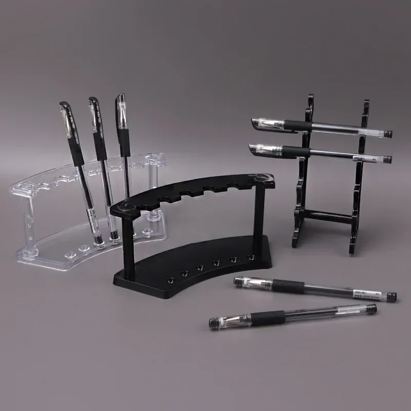 Plastic Transparent 6 Slot Pencil Pen Spoon Jewelry Display Holder Stand Rack Pen Holders Desk Accessories pen holder desk organizer pen and brush holder