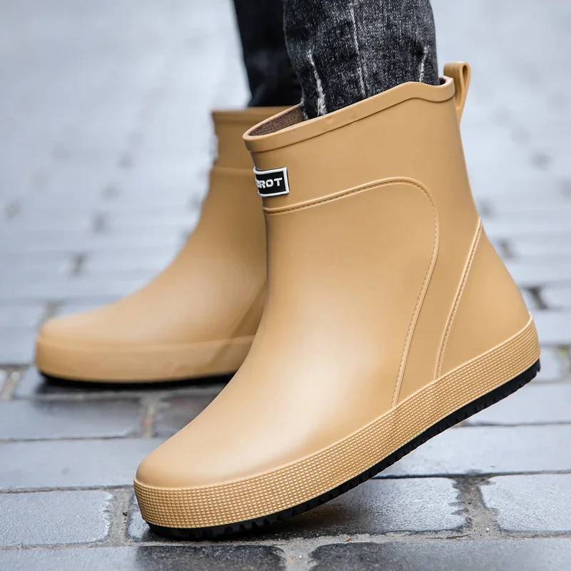 Rain Boots Men's Non-Slip Wear-Resistant Water Shoes Winter Fleece-lined Warm Fishing Waterproof Rubber Shoes Kitchen Work We...