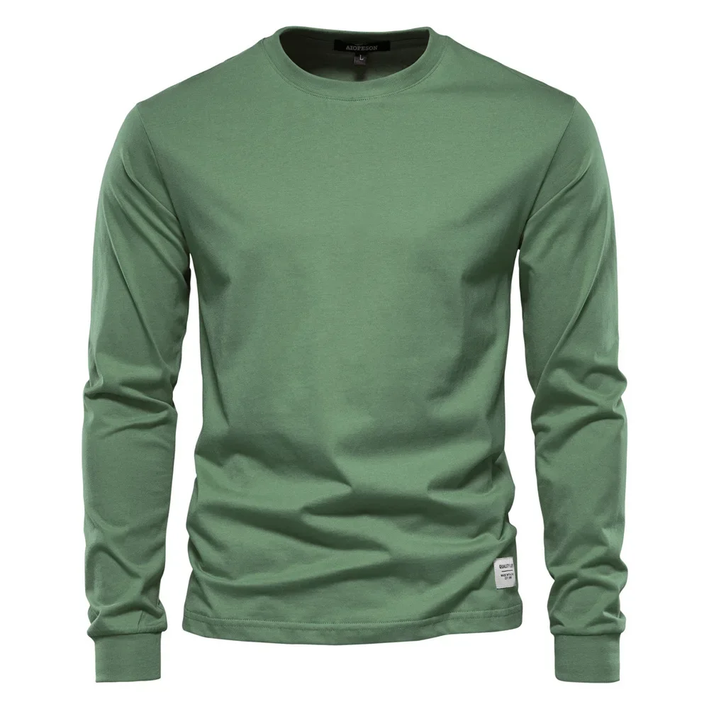 Casual Pure Cotton Long Sleeve Men's T-shirt material close-up